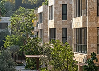 Close-up view of modern architectural structure