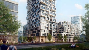 Modern high-rise residential complex in Kyiv, Ukraine, representing high-yield investment opportunities and 2026 market resilience.